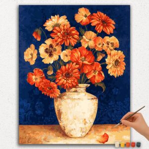 Hvid vase og blomster - Paint by Numbers