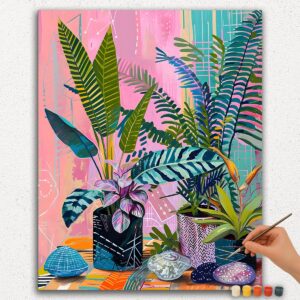 Diamond Paintings and Paint by Numbers 12 Leafy Plants