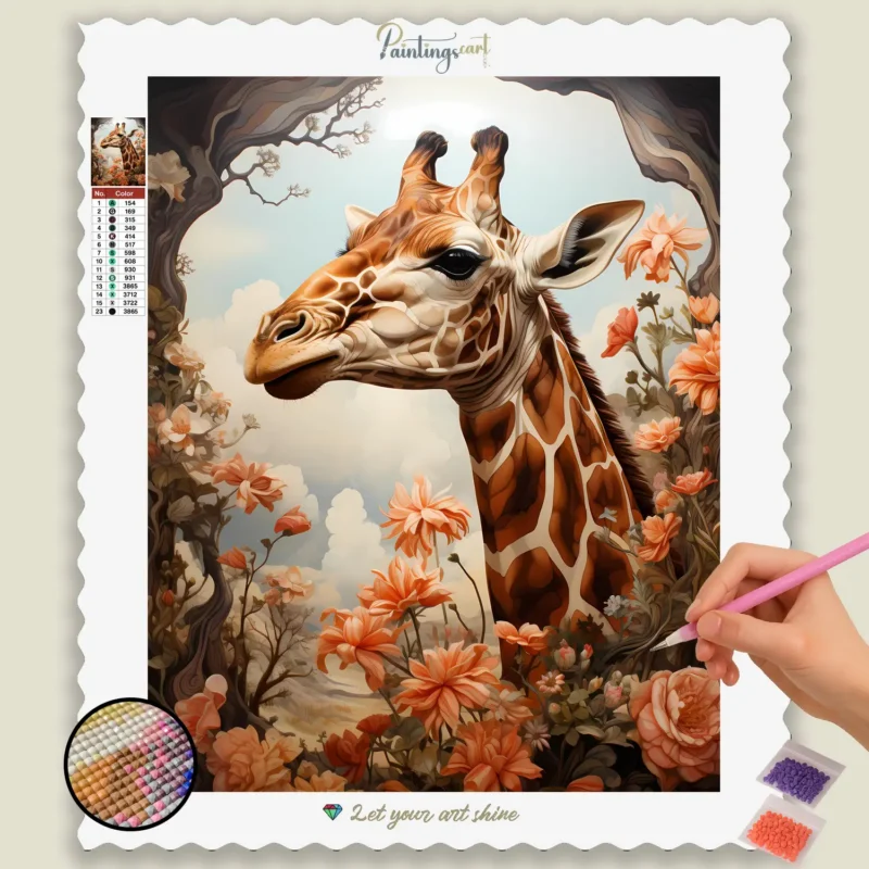 Safari_Spring_493423_base-diamond-painting-paintingscart Safari Lente Giraffe