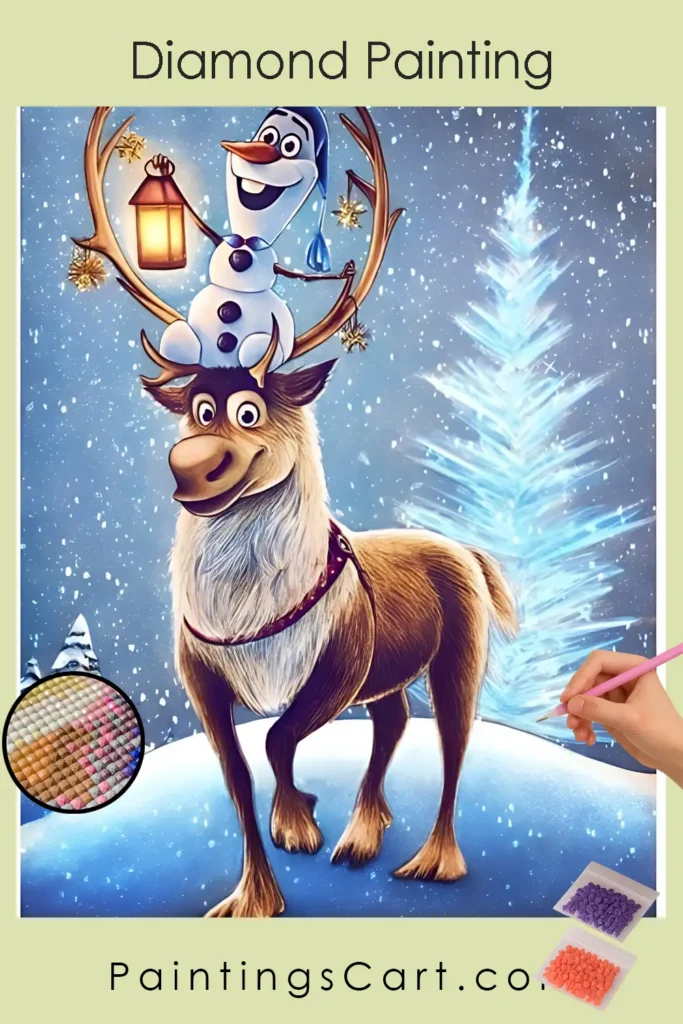 Snowman and Reindeer 1 Schneemann und Rentier