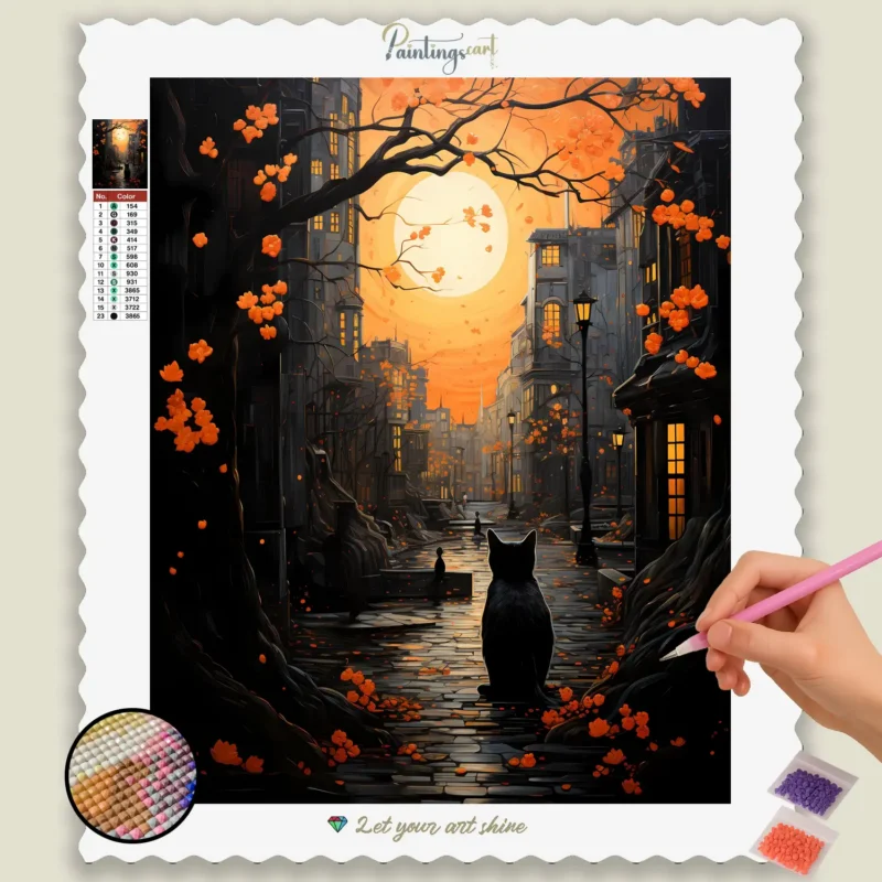 Spring_Cats_263752_base-diamond-painting-paintingscart Black Cat in Spring