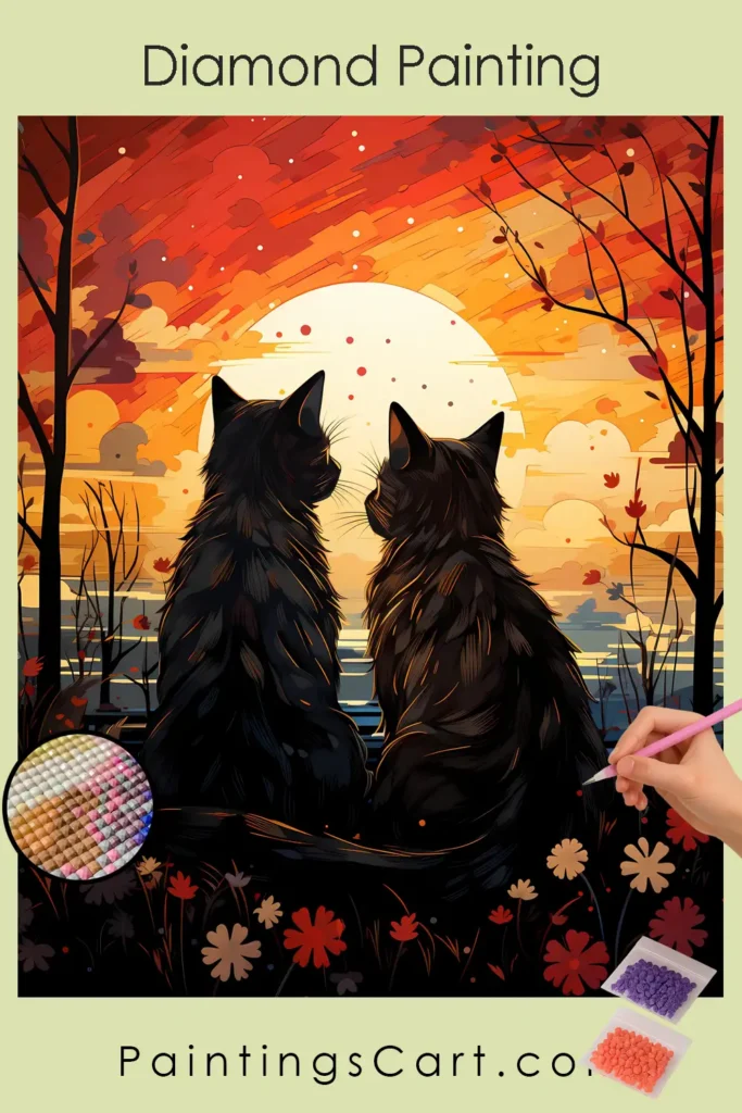 Cat Couple at Sunset Gaze 1 Cats Couple Watching Sun