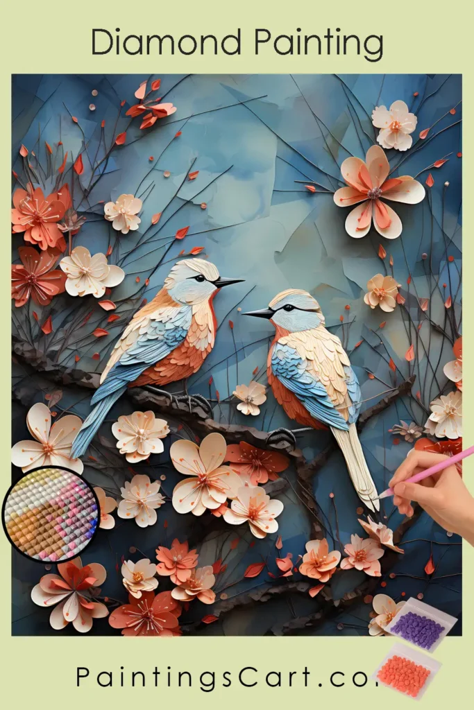 Pájaros en Primavera (Estilo Origami) 1 Pájaros en Primavera Origami