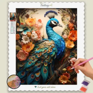 Colorful Flowers and Peacock