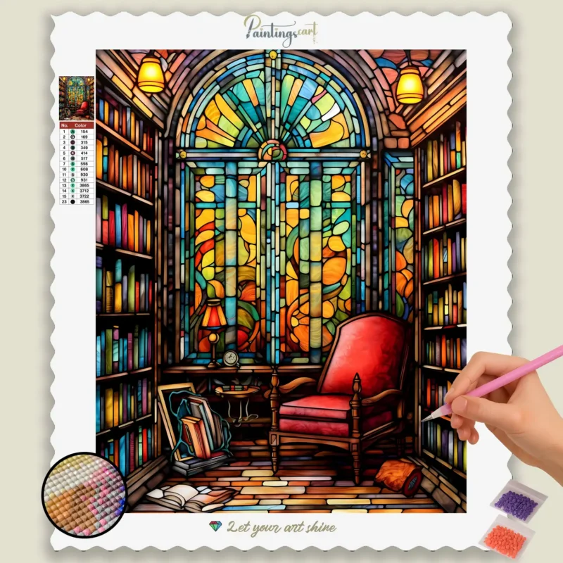 Stained_Glass_373933_base-diamond-painting-paintingscart Gezellige Kamer Glas-in-Lood