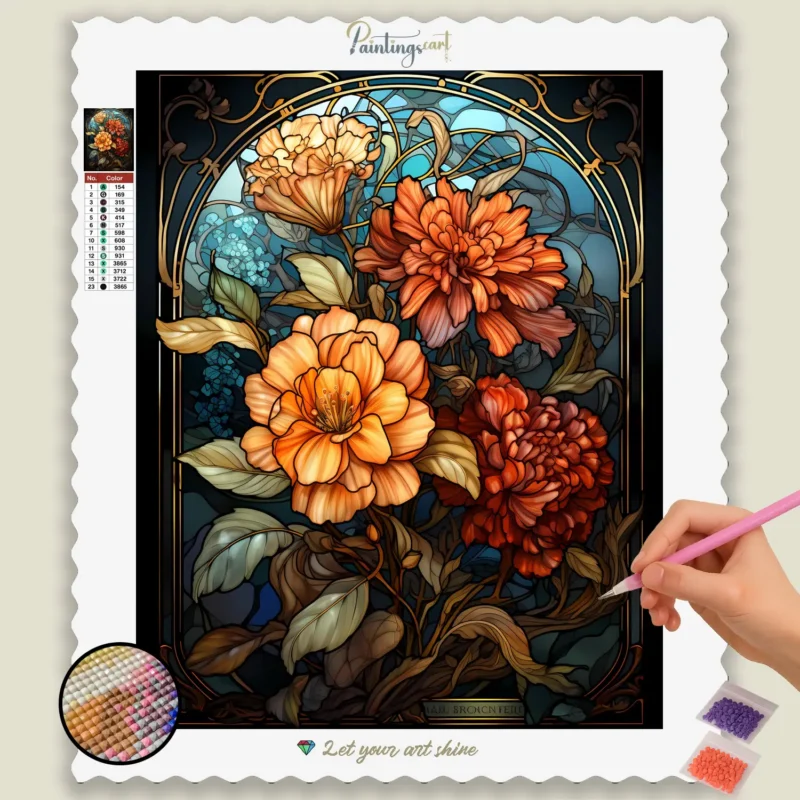 Kleurrijke Bloemen Glas-in-lood