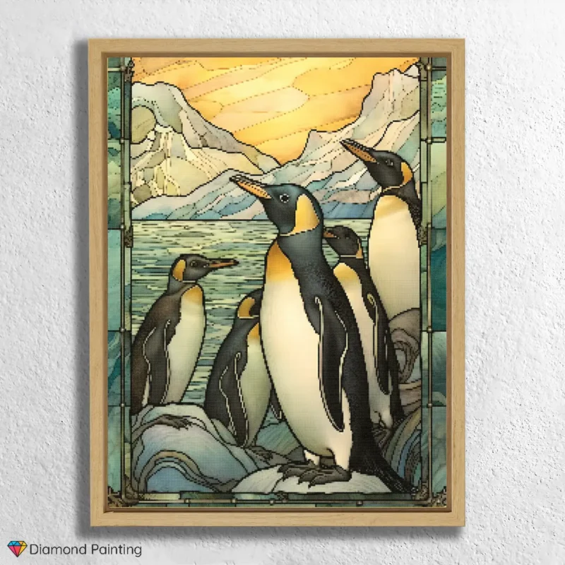 Pinguïns Gebrandschilderd Glas
