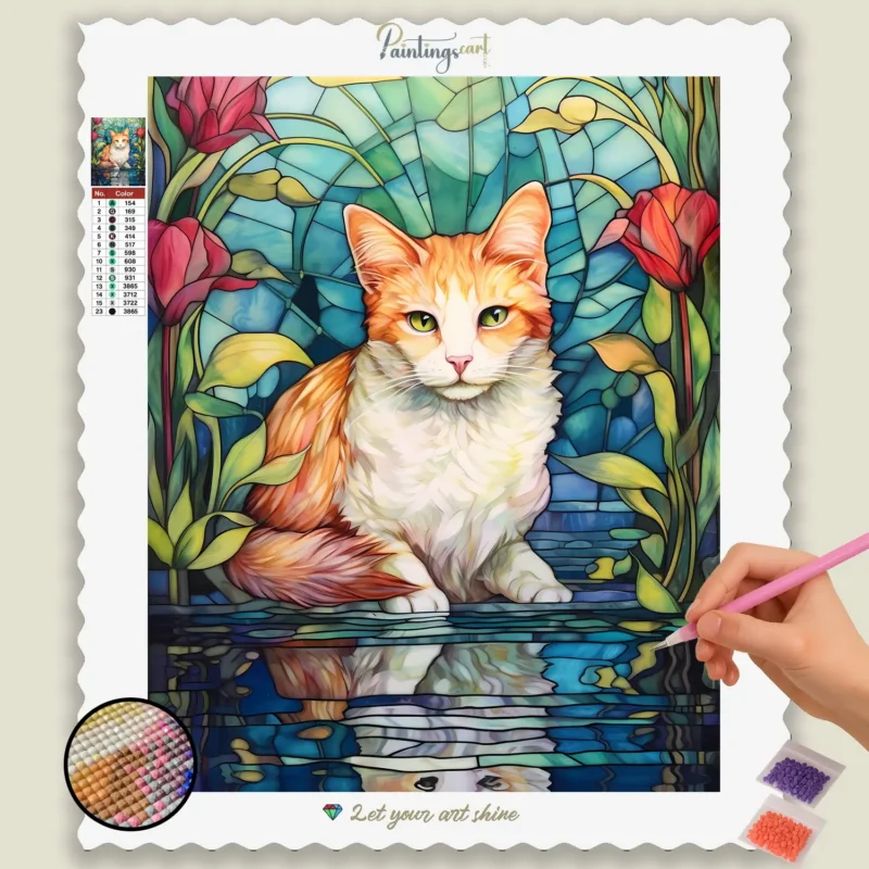 Glasmosaik_Katte_64051_bund-diamantmaleri-paintingscart Søde Kat Glasmosaik