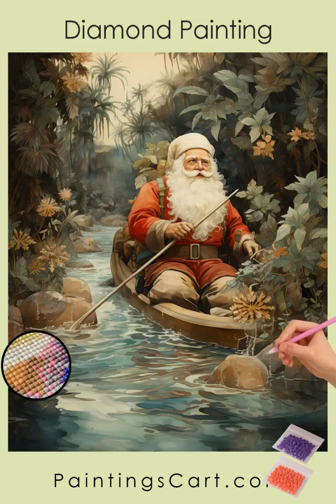 Santa i en båt Diamond Painting 1 Santa i en båt