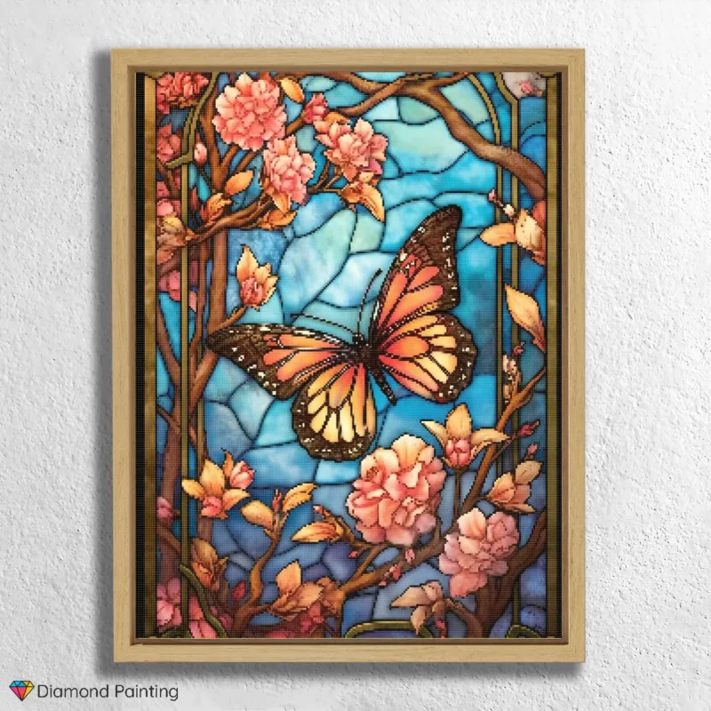 Butterfly and Flowers Stained Glass
