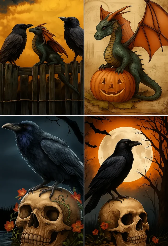 The Soul of Spooky Season: Bats, Crows and Dragons 2 The Soul of Spooky Season: Bats, Crows & Full Moons Paintings